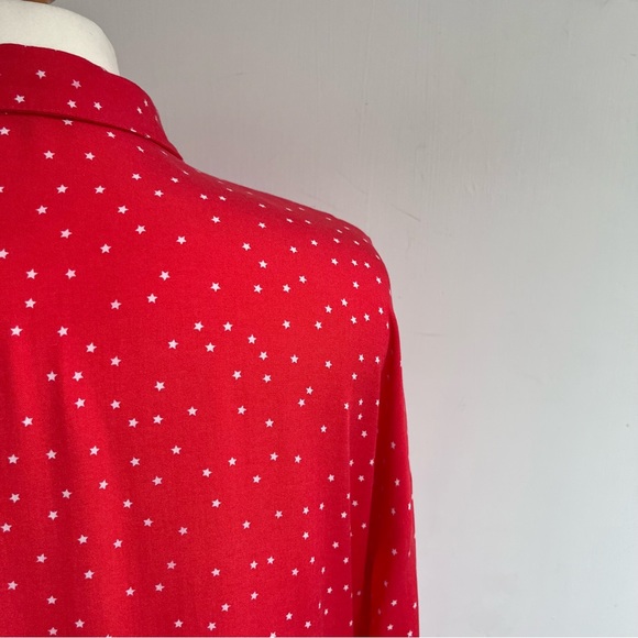 Hush Kaia Dress Size 12 Star Red Pink Drop Waist Relaxed Pockets Long Sleeve - Picture 8 of 11